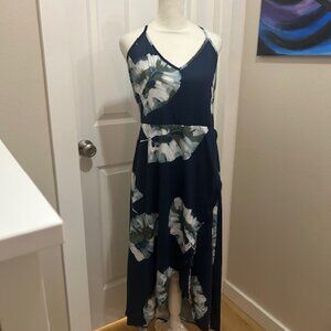 Tropical Print High Low Dress - L